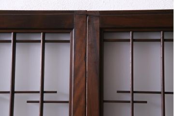 昭和レトロ　幅狭　シンプルな組子風デザインのガラス戸(引き戸、建具)4枚セット