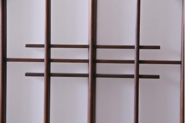 昭和レトロ　幅狭　シンプルな組子風デザインのガラス戸(引き戸、建具)4枚セット