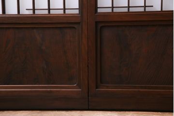 昭和レトロ　幅狭　シンプルな組子風デザインのガラス戸(引き戸、建具)4枚セット