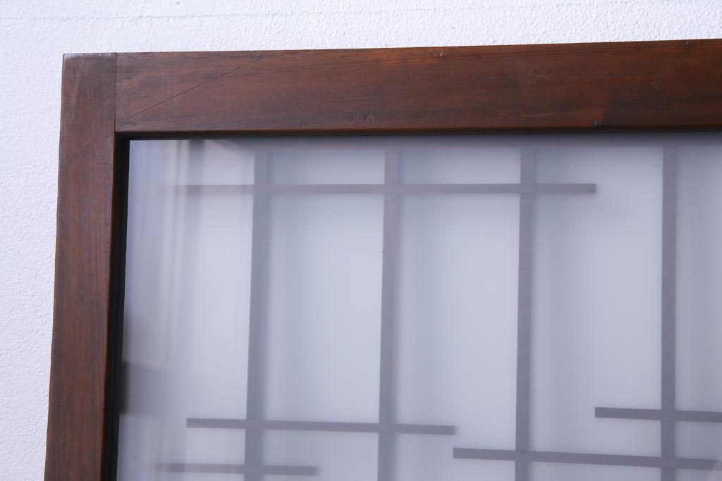 昭和レトロ　幅狭　シンプルな組子風デザインのガラス戸(引き戸、建具)4枚セット