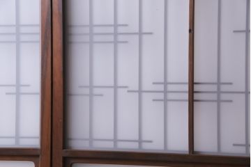 昭和レトロ　幅狭　シンプルな組子風デザインのガラス戸(引き戸、建具)4枚セット