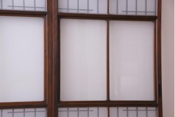 昭和レトロ　幅狭　シンプルな組子風デザインのガラス戸(引き戸、建具)4枚セット