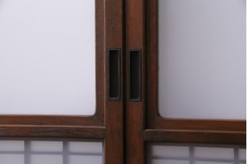 昭和レトロ　幅狭　シンプルな組子風デザインのガラス戸(引き戸、建具)4枚セット