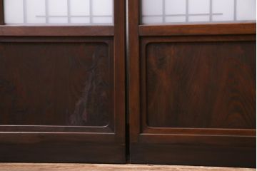 昭和レトロ　幅狭　シンプルな組子風デザインのガラス戸(引き戸、建具)4枚セット