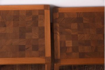 ヴィンテージ家具　北欧ビンテージ　デンマーク　VILDBJERG MOBELFABRIK　パーケット天板が珍しいネストテーブル(サイドテーブル)