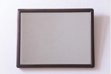 アンティーク雑貨　リメイク 北海道民芸家具　シンプルな木製フレームのミラー(鏡)
