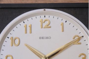 アンティーク雑貨　昭和レトロ　SEIKO(セイコー)製　4PC　手巻き式振り子時計　1ヵ月巻掛時計(柱時計、壁掛け時計)