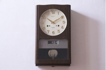 アンティーク雑貨　昭和レトロ　SEIKO(セイコー)製　4PC　手巻き式振り子時計　1ヵ月巻掛時計(柱時計、壁掛け時計)