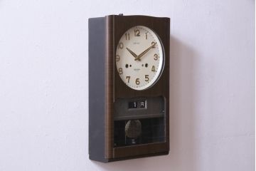 アンティーク雑貨　昭和レトロ　SEIKO(セイコー)製　4PC　手巻き式振り子時計　1ヵ月巻掛時計(柱時計、壁掛け時計)
