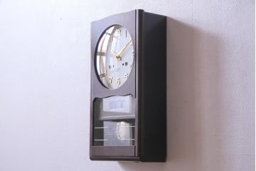 アンティーク雑貨　昭和レトロ　SEIKO(セイコー)製　4PC　手巻き式振り子時計　1ヵ月巻掛時計(柱時計、壁掛け時計)