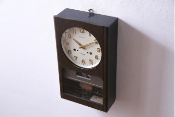 アンティーク雑貨　昭和レトロ　SEIKO(セイコー)製　4PC　手巻き式振り子時計　1ヵ月巻掛時計(柱時計、壁掛け時計)