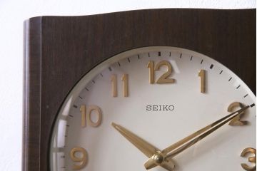 アンティーク雑貨　昭和レトロ　SEIKO(セイコー)製　4PC　手巻き式振り子時計　1ヵ月巻掛時計(柱時計、壁掛け時計)