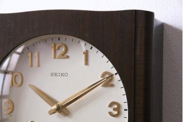 アンティーク雑貨　昭和レトロ　SEIKO(セイコー)製　4PC　手巻き式振り子時計　1ヵ月巻掛時計(柱時計、壁掛け時計)