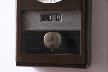 アンティーク雑貨　昭和レトロ　SEIKO(セイコー)製　4PC　手巻き式振り子時計　1ヵ月巻掛時計(柱時計、壁掛け時計)