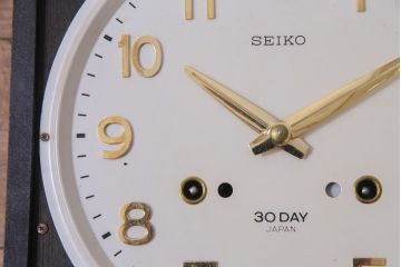 アンティーク雑貨　昭和レトロ　SEIKO(セイコー)製　4PC　手巻き式振り子時計　1ヵ月巻掛時計(柱時計、壁掛け時計)