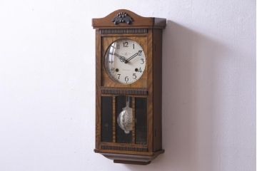 アンティーク雑貨　昭和レトロ　EIKEISHA(栄計舎)　CLOVER CLOCK(クローバークロック)　振り子時計　本灯式掛時計(柱時計、壁掛け時計)