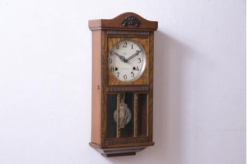 アンティーク雑貨　昭和レトロ　EIKEISHA(栄計舎)　CLOVER CLOCK(クローバークロック)　振り子時計　本灯式掛時計(柱時計、壁掛け時計)