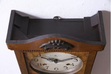 アンティーク雑貨　昭和レトロ　EIKEISHA(栄計舎)　CLOVER CLOCK(クローバークロック)　振り子時計　本灯式掛時計(柱時計、壁掛け時計)