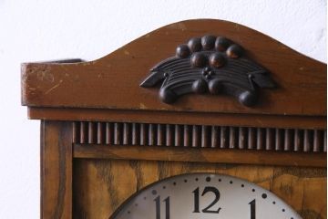 アンティーク雑貨　昭和レトロ　EIKEISHA(栄計舎)　CLOVER CLOCK(クローバークロック)　振り子時計　本灯式掛時計(柱時計、壁掛け時計)