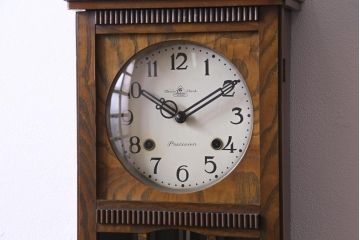 アンティーク雑貨　昭和レトロ　EIKEISHA(栄計舎)　CLOVER CLOCK(クローバークロック)　振り子時計　本灯式掛時計(柱時計、壁掛け時計)