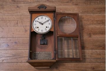 アンティーク雑貨　昭和レトロ　EIKEISHA(栄計舎)　CLOVER CLOCK(クローバークロック)　振り子時計　本灯式掛時計(柱時計、壁掛け時計)