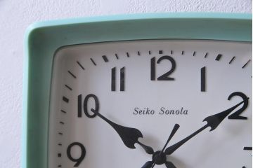 アンティーク雑貨　リメイク(内部新品交換済)　Seiko Sonola(セイコー・ソノーラ)　レトロポップな柱時計(振り子時計、壁掛け時計)