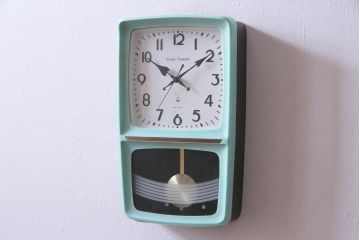 アンティーク雑貨　リメイク(内部新品交換済)　Seiko Sonola(セイコー・ソノーラ)　レトロポップな柱時計(振り子時計、壁掛け時計)