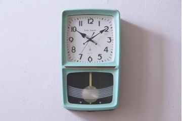 アンティーク雑貨　リメイク(内部新品交換済)　Seiko Sonola(セイコー・ソノーラ)　レトロポップな柱時計(振り子時計、壁掛け時計)