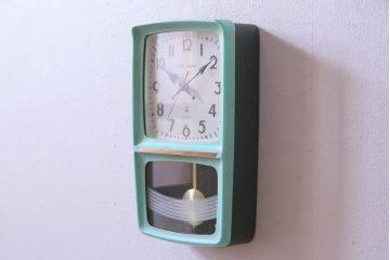アンティーク雑貨　リメイク(内部新品交換済)　Seiko Sonola(セイコー・ソノーラ)　レトロポップな柱時計(振り子時計、壁掛け時計)