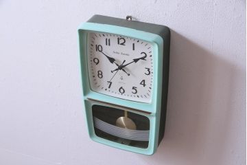 アンティーク雑貨　リメイク(内部新品交換済)　Seiko Sonola(セイコー・ソノーラ)　レトロポップな柱時計(振り子時計、壁掛け時計)