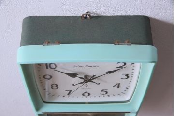 アンティーク雑貨　リメイク(内部新品交換済)　Seiko Sonola(セイコー・ソノーラ)　レトロポップな柱時計(振り子時計、壁掛け時計)