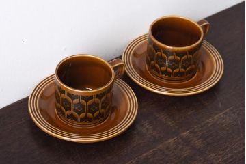 イギリスビンテージ　HORNSEA(ホーンジー)　HEIRLOOM(エアルーム)　カップ&ソーサー2客セット(洋食器)(2)