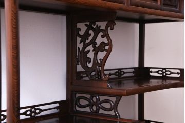 民芸家具　鉄刀木(タガヤサン)　異国情緒あふれる飾り棚(茶棚、収納棚)