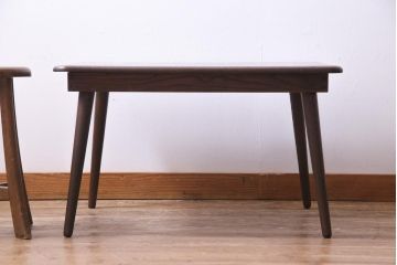 リメイク家具　天板ケヤキ一枚板　シックな雰囲気がお洒落なセンターテーブル(サイドテーブル、飾り台)