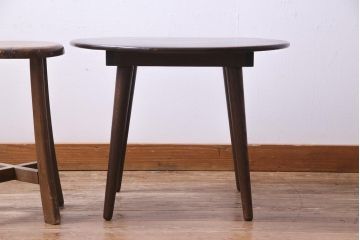 アンティーク雑貨　リメイク家具　天板ケヤキ一枚板　シックな雰囲気がお洒落なサイドテーブル(飾り台)