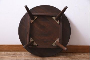 アンティーク雑貨　リメイク家具　天板ケヤキ一枚板　シックな雰囲気がお洒落なサイドテーブル(飾り台)