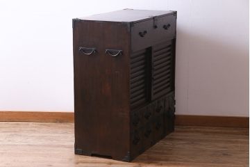 アンティーク家具　古民具　明治期　ヒノキ材　細かな引き出しが魅力の帳場箪笥(収納棚)