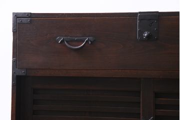 アンティーク家具　古民具　明治期　ヒノキ材　細かな引き出しが魅力の帳場箪笥(収納棚)
