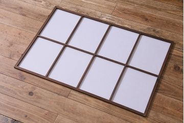昭和中期　和の風情あふれる佇まいが魅力の摺り上げ雪見障子戸2枚セット(引き戸、擦り上げ障子戸、擦上障子戸、建具)(1)