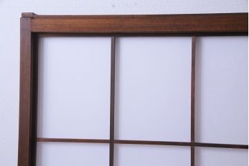 昭和中期　和の風情あふれる佇まいが魅力の摺り上げ雪見障子戸2枚セット(引き戸、擦り上げ障子戸、擦上障子戸、建具)(1)