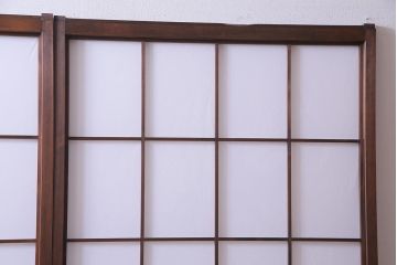 昭和中期　和の風情あふれる佇まいが魅力の摺り上げ雪見障子戸2枚セット(引き戸、擦り上げ障子戸、擦上障子戸、建具)(1)