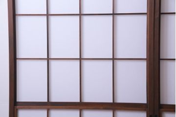 昭和中期　和の風情あふれる佇まいが魅力の摺り上げ雪見障子戸2枚セット(引き戸、擦り上げ障子戸、擦上障子戸、建具)(1)