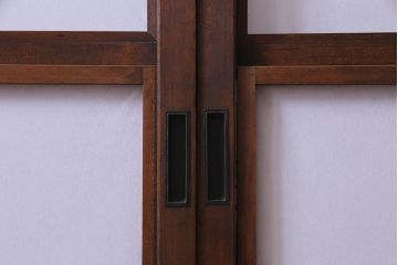 昭和中期　和の風情あふれる佇まいが魅力の摺り上げ雪見障子戸2枚セット(引き戸、擦り上げ障子戸、擦上障子戸、建具)(1)