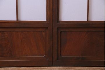 昭和中期　和の風情あふれる佇まいが魅力の摺り上げ雪見障子戸2枚セット(引き戸、擦り上げ障子戸、擦上障子戸、建具)(1)
