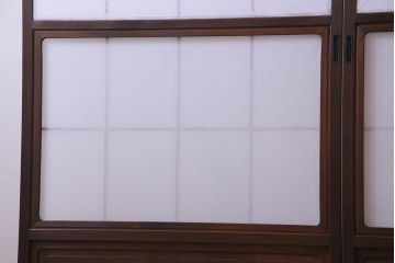 昭和中期　和の風情あふれる佇まいが魅力の摺り上げ雪見障子戸2枚セット(引き戸、擦り上げ障子戸、擦上障子戸、建具)(1)