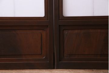 昭和中期　和の風情あふれる佇まいが魅力の摺り上げ雪見障子戸2枚セット(引き戸、擦り上げ障子戸、擦上障子戸、建具)(1)