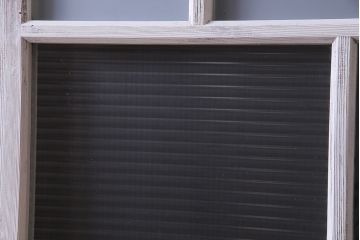 大正昭和初期　モールガラス・すりガラス　アンティークペイントを施したリメイクガラス戸3枚セット(建具、引き戸)