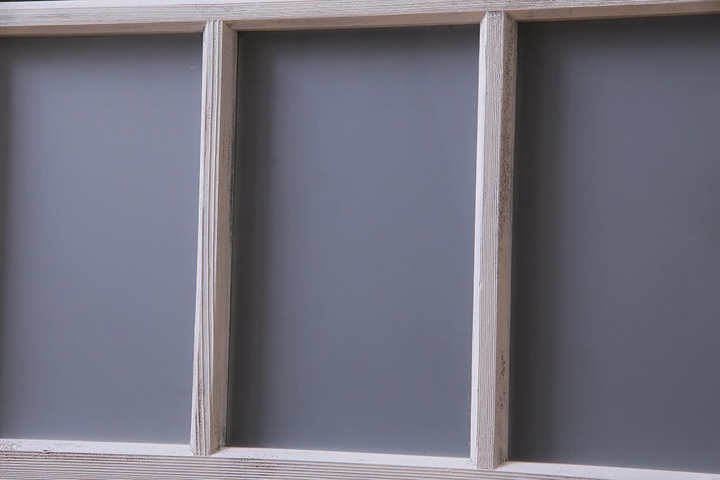 大正昭和初期　モールガラス・すりガラス　アンティークペイントを施したリメイクガラス戸3枚セット(建具、引き戸)