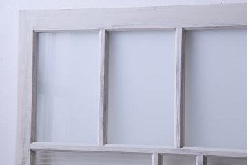 大正昭和初期　モールガラス・すりガラス　アンティークペイントを施したリメイクガラス戸3枚セット(建具、引き戸)