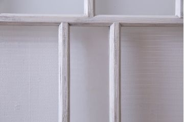 大正昭和初期　モールガラス・すりガラス　アンティークペイントを施したリメイクガラス戸3枚セット(建具、引き戸)